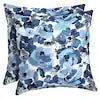 Arden Almohada Decorativa de Exterior | Pack de 2 | 40x40 cm | Resistente a la Lluvia y a la Decoloracion | Floral Azul de Jardin
