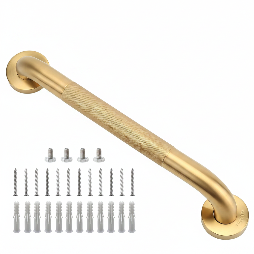Barra de Seguridad para Ducha Rackickyer - Acero Inoxidable 304 Dorado, Antideslizante, 40.6 cm, 1 Pieza