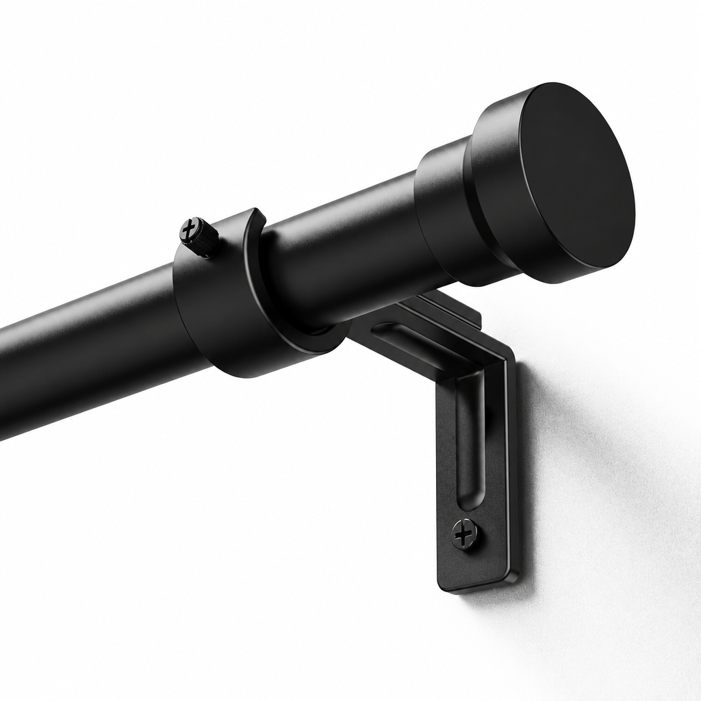 SOLO 1 BARRA | Barra para cortina YaFex ajustable de 81 a 366 cm, diámetro de 2,5 cm, negra