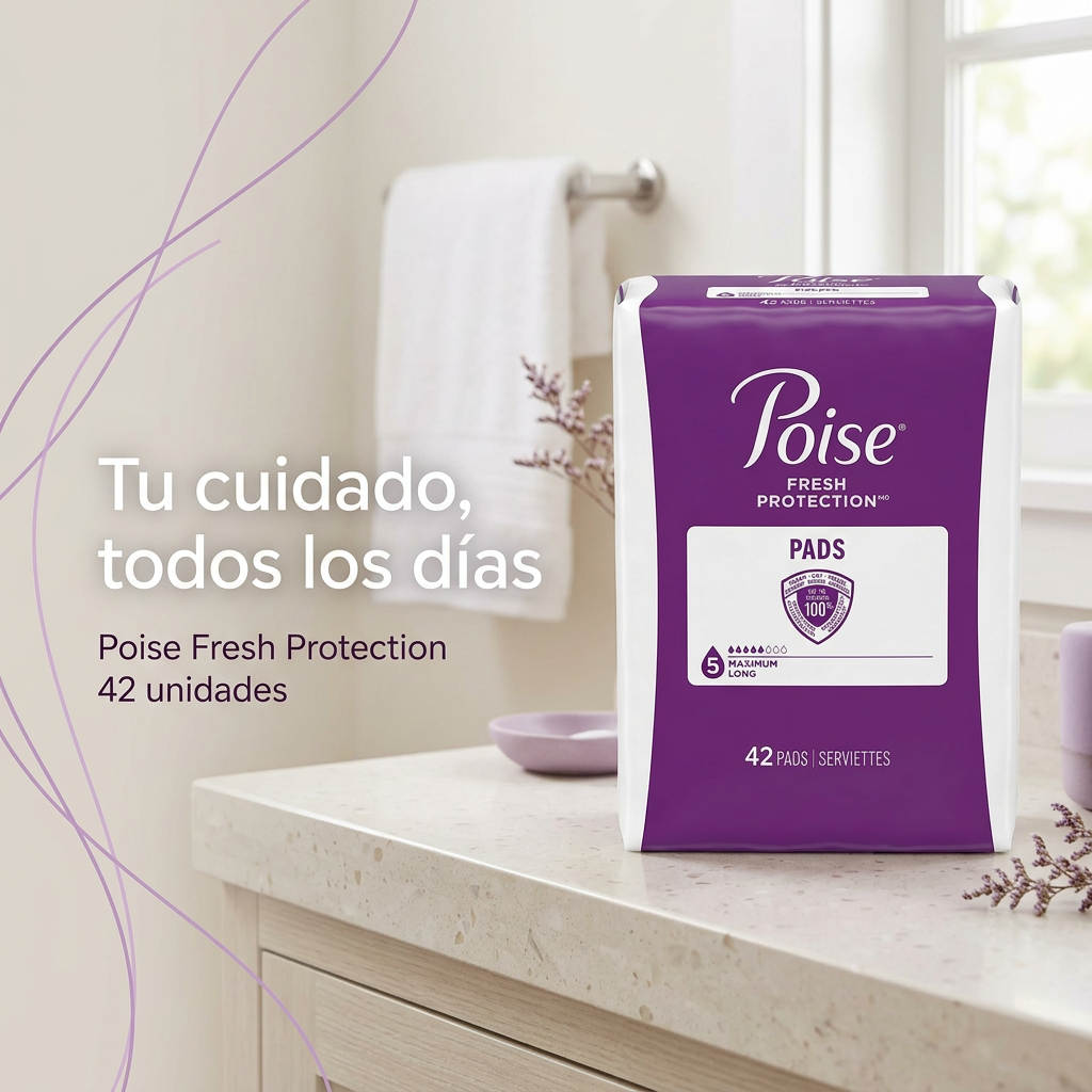 Toallas Poise Fresh Protection para incontinencia, absorción máxima nivel 5, largas, 42 unidades