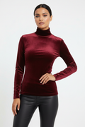 Blusa terciopelo borgoña con modelo