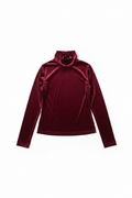 Blusa terciopelo borgoña flat lay