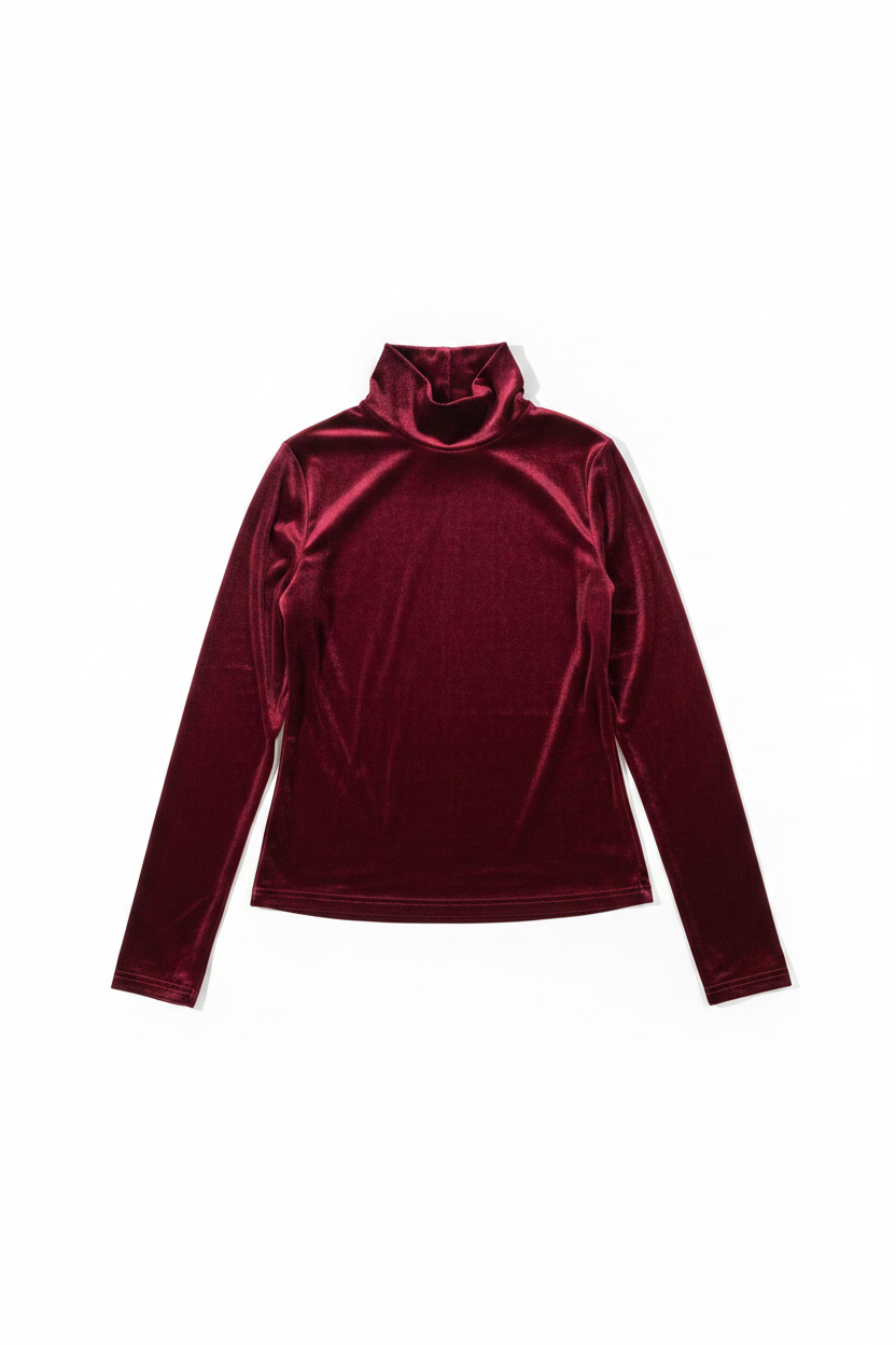 Blusa terciopelo borgoña flat lay