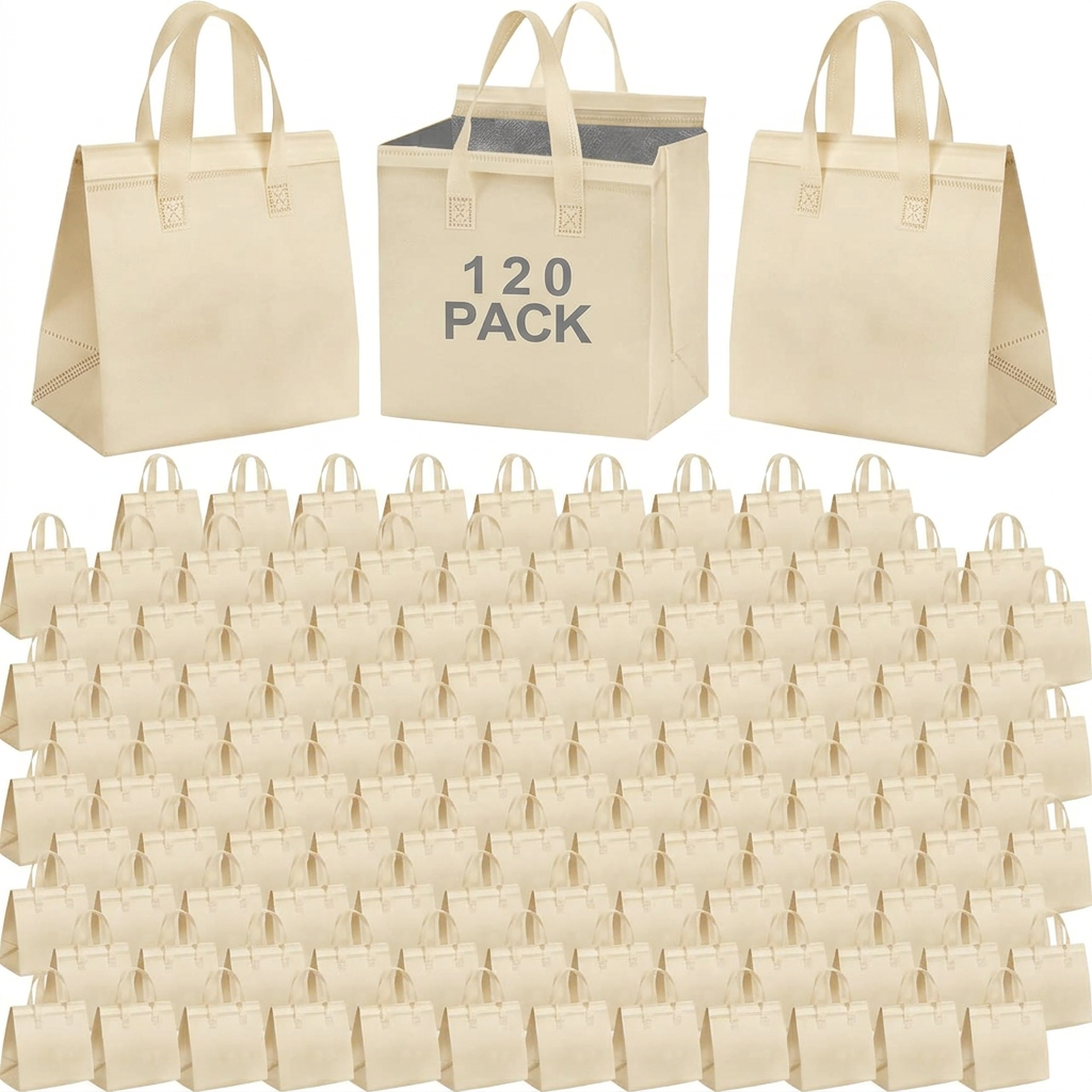 SAMORADREA - Paquete de 120 bolsas térmicas para llevar; bolsas aislantes para alimentos y bebidas (calientes o frías), como café, leche, té, comida para barbacoas, eventos, bodas, cumpleaños, servicios de catering, restaurantes, compras, picnics
