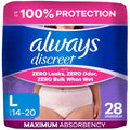 Always Discreet Ropa Interior para Incontinencia Mujer Talla L – 28 Unidades, Protección Máxima hasta 12 Horas, Posparto