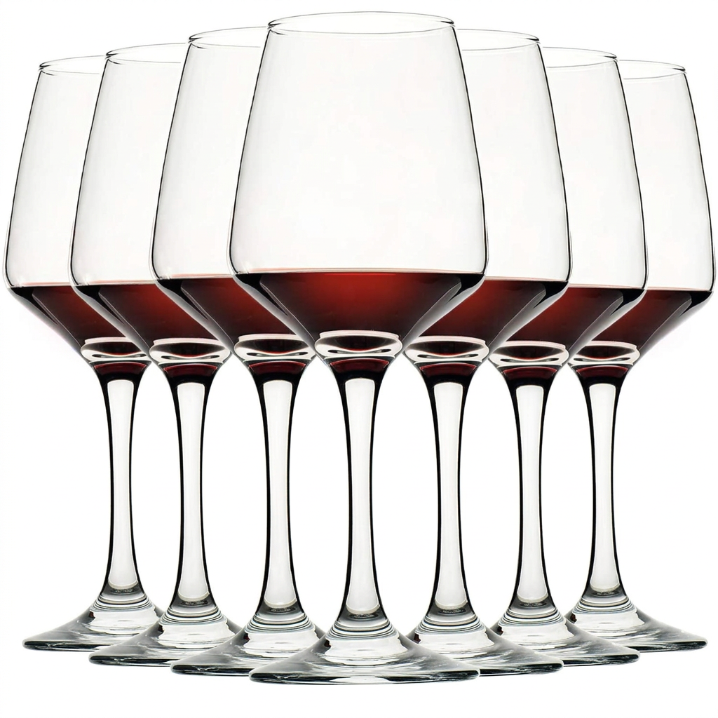 C CREST Set de 7 Copas de Vino 355ml | Cristaleria Transparente Sin Plomo Duradera