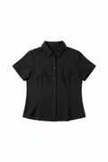 Camisa negra cuello clásico manga corta sin modelo