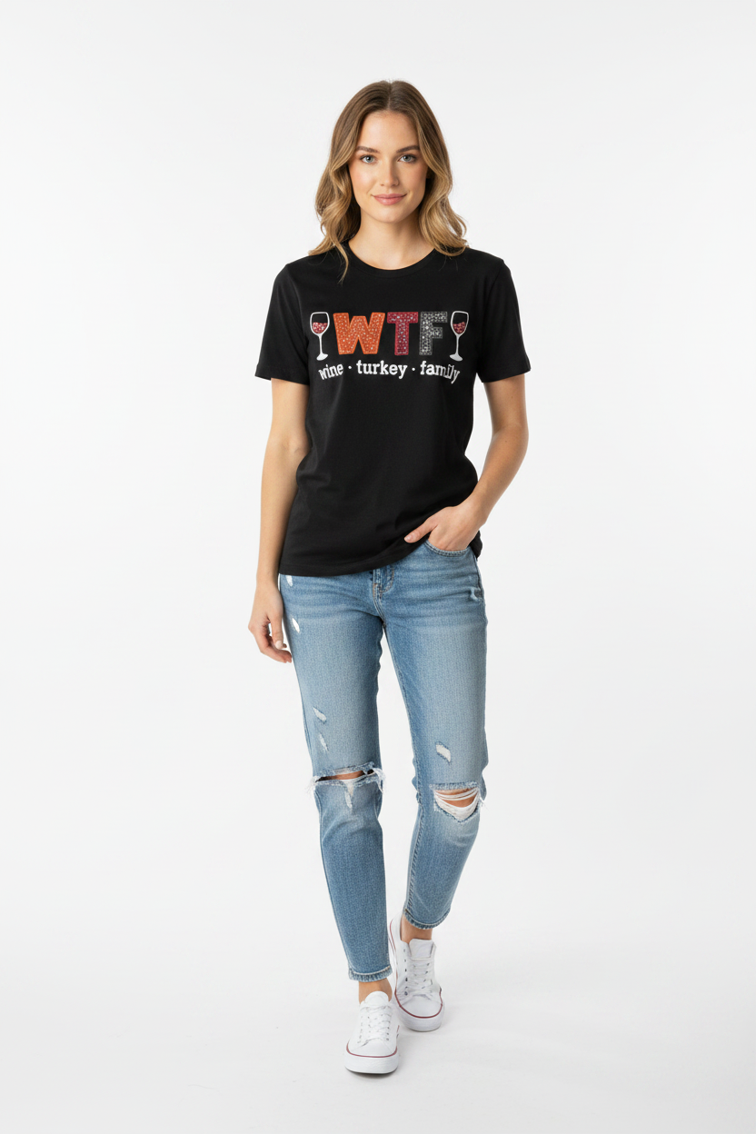 Camiseta WTF con modelo