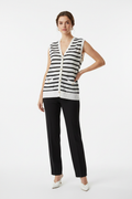 Cardigan a rayas blanco y negro con modelo