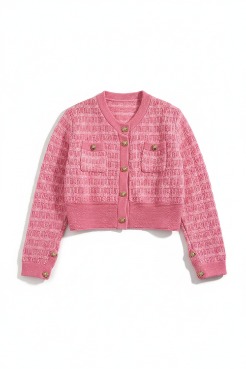 Cardigan rosa tweed sin modelo