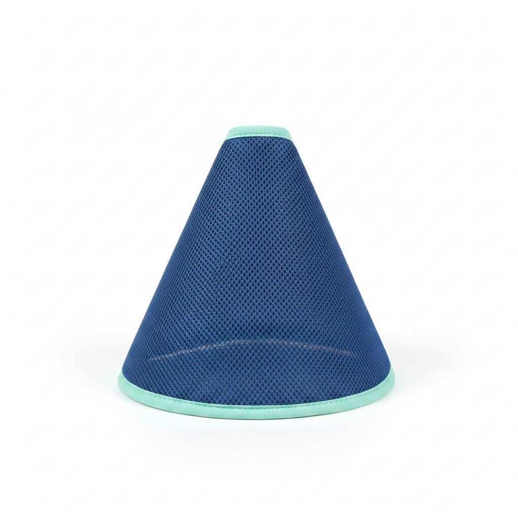Collar Isabelino para Mascotas – Cono Suave de Malla Transpirable Azul con Borde Turquesa
