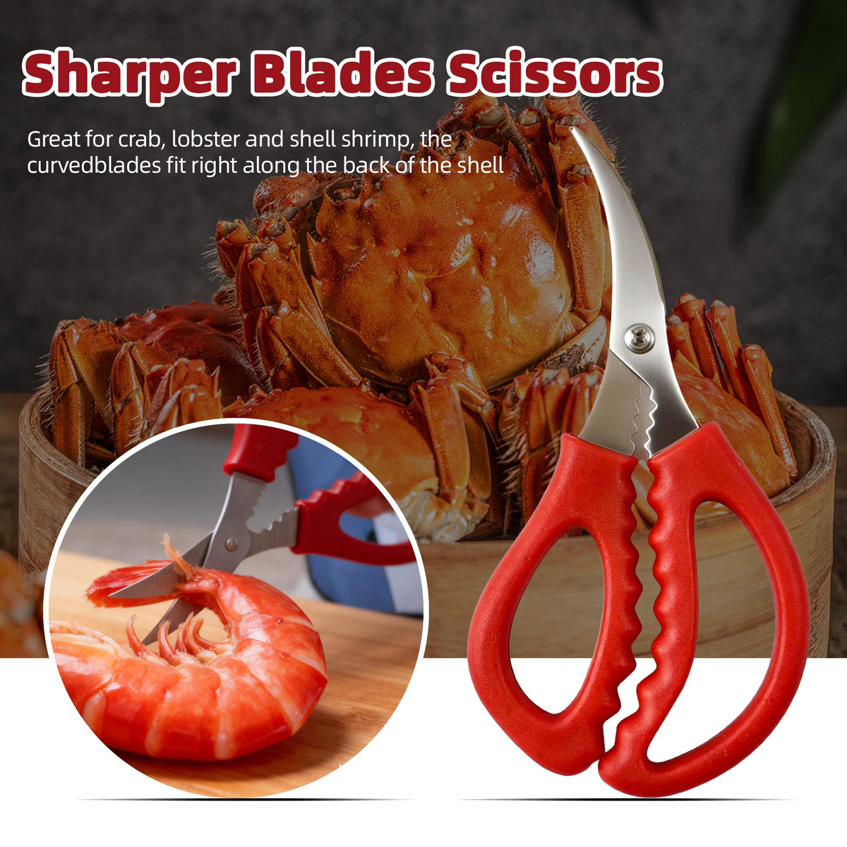 LAS TIJERAS SON COLOR NEGRO-Juego de Herramientas para Galletas de Mariscos con Salchicha de Langosta de Acero Inoxidable, Galletas para Cangrejo, Tenedor de Pata de Cangrejo, Tijeras para Mariscos y Bolsa de Almacenamiento