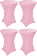 Manteles Elásticos de Spandex 4 Piezas | 32x43 Pulgadas con Esquinas Cuadradas | Ajustables para Mesa Alta de Coctel, Bar, Bodas y Fiestas | Rosa