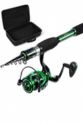 Sin accesorios adicionales: Caña de pesca telescópica Ghosthorn con carrete y estuche portátil