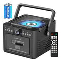 Boombox Retro CD y Casete con Bluetooth 5.1 — Batería 5000mAh, Altavoces 5W, Radio FM, Control Remoto, USB/AUX/SD