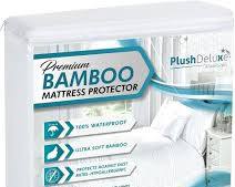 Protector de colchón impermeable de bambú de la marca PlushDeluxe ( ARTICULO VIENE COMO SE MUESTRA EN LA SEGUNDA Y TERCERA IMAGEN )