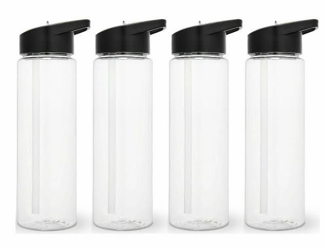 botellas plásticas deportivas transparentes (cilindros o pachones) articulo viene como se muestra en la segunda imagen ) contiene 4 unidades