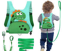 Dr.meter Anti-lost Toddler Harness (modelo dinosaurio verde). Se trata de un sistema de seguridad 3 en 1 para niños pequeños que funciona como arnés chaleco,  ( PRODUCTO VIENE COMO SE MUESTRA EN LA IMAGEN )