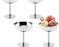 Juego de 6 Copas de Postre / Helado de Acero Inoxidable con Pie Alto,