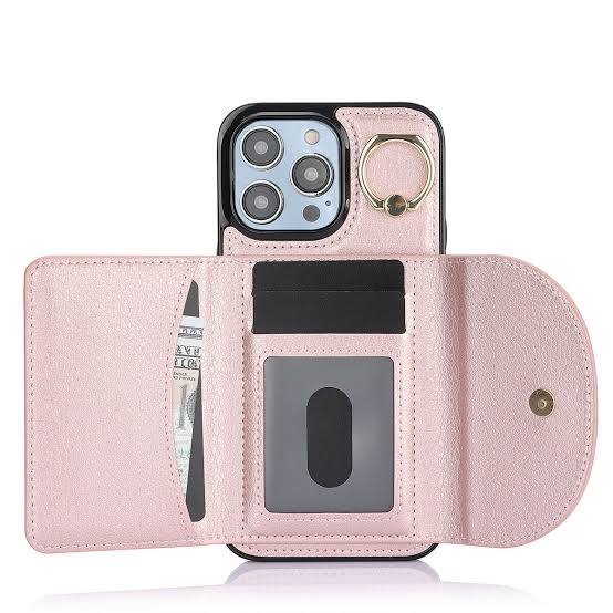 funda tipo billetera para teléfono celular con anillo de soporte integrado ( ARTICULO VIENE COMO SE MUESTRA EN LA SEGUNDA IMAGEN )