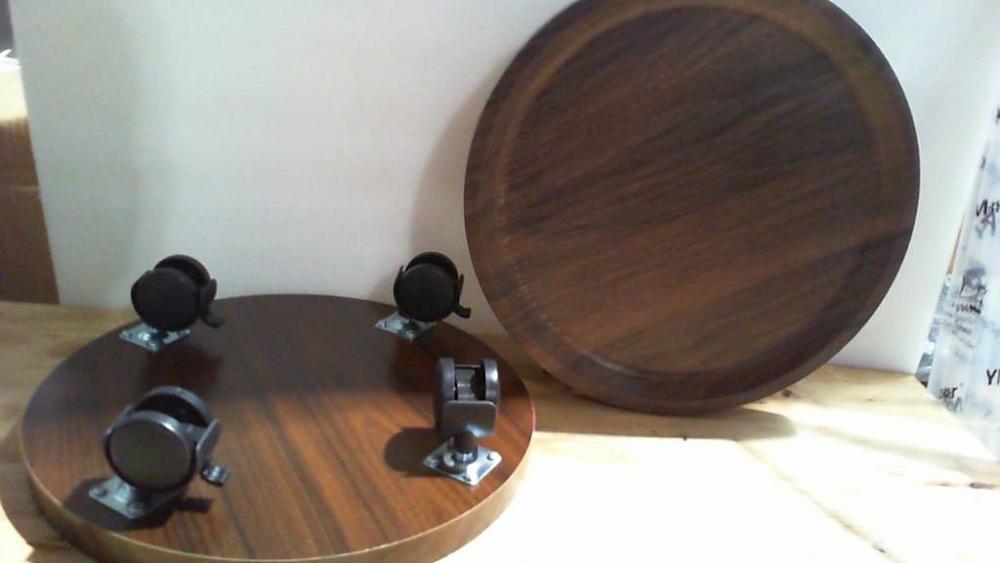 soporte redondo de madera con ruedas para plantas o macetas (juego de 2)