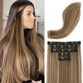 REECHO Prótesis capilar de 25 cm (10") de cabello humano real para mujeres con cabello fino, postizo con clip para volumen instantáneo y cobertura de raíces grises. Peluca de cabello natural Wiglett, color marrón medio mezclado con rubio miel #5568