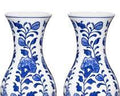 Juego de Mini Floreros de Cerámica Chinoiserie Azul y Blanco