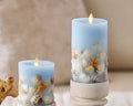 set de velas LED sin llama con diseño temático de océano y conchas marinas
