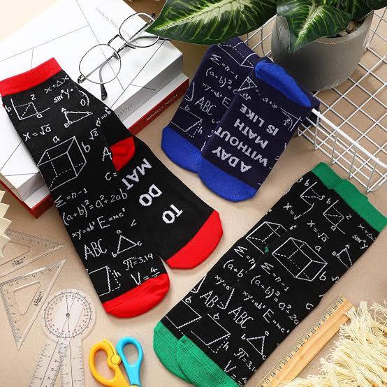 calcetines temáticos de matemáticas (Math Socks) ( ARTICULO VIENE COMO SE MUESTRA EN LA IMAGEN 2