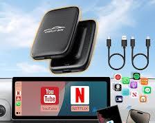Adaptador inalámbrico CarPlay 4 en 1 para transmisión de Netflix/YouTube/TikTok/tarjeta TF, Magic Video AI Box 2026 y dongle Android Auto [WiFi de doble banda, Autolink Pro] Plug & Play, compatible con CarPlay con cable OEM #1195