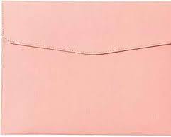 funda para laptop tipo sobre o portafolios de documentos A4 de cuero sintético (cuero PU). Cuenta con un diseño elegante en color rosa pastel,