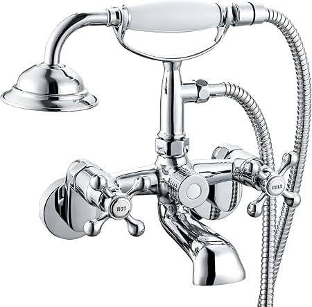 mezcladora expuesta para tina de baño con teléfono (ducha de mano) de estilo clásico