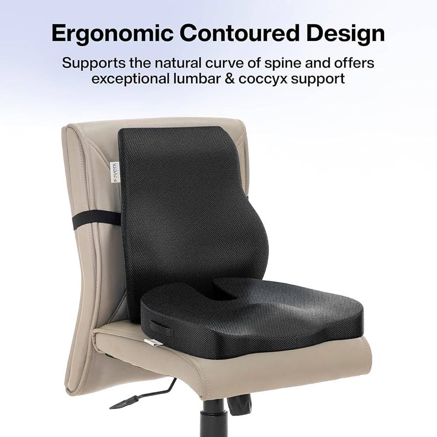 USADO Amxixaun Cojin Lumbar de Espuma Viscoelastica | Soporte de Espalda para Silla de Oficina, Auto y Avion | Alivio de Ciatica, Cadera y Coxis