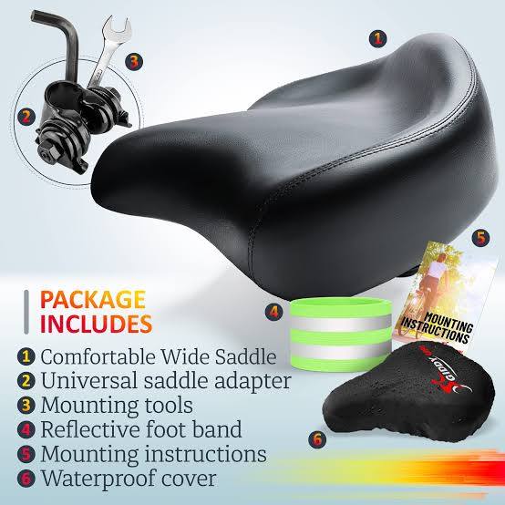 asiento de bicicleta extra ancho y acolchado (oversized)