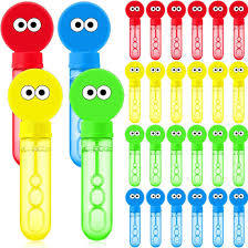 mini tubos burbujeros con diseño animado de monstruitos u ojos saltones articulo viene con 24 piezas asi como se muestra en la segunda imagen