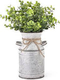 florero decorativo metálico con forma de lechera antigua rústica