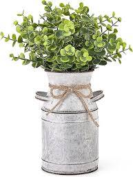 florero decorativo metálico con forma de lechera antigua rústica