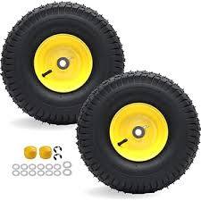 FALTAN 4 ARANDELAS. set de 2 llantas completas con aro para tractor cortacésped (Lawn Mower Tire and Rim Assembly), en la medida estándar 15x6.00-6