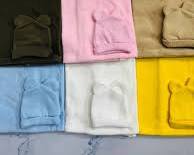 ( NOTA LOS COLORES DE CADA JUEGO SON LOS DE LA SEGUNDA IMAGEN )Juego de 6 Gorros de Algodón con Orejas de Oso para Bebé Recién Nacido