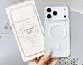 estuche protector transparente con tecnología MagSafe Miracase para iPhone 13-15 Pro y Pro Max.