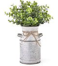 florero decorativo metálico con forma de lechera antigua rústica