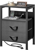 mesita de noche de 2 gavetas con estación de carga integrada marca Lazzanto (2-Drawer
