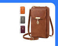 funda tipo billetera / bolso porta celular cruzado de cuero sintético