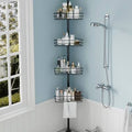 organizador esquinero telescópico para ducha con barra de tensión (Bathroom Corner Shower Caddy Tension Pole)