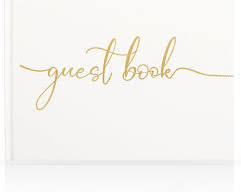 libro de firmas blanco con letras en dorado
