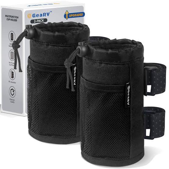 portavasos de tela ajustables (Cup Holders) para motocicletas, cuadraciclos o botes de la marca GeaRV.