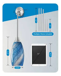 lámpara colgante de techo de vidrio soplado (Pendant Light Fixture) con un acabado artístico de estilo marmoleado azul