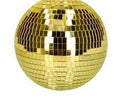 Bola de discoteca dorada con facetas espejadas