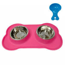 comedero y bebedero doble para mascotas con base de silicona antiderrames ( ARTICULO VIENE COMO SE MUESTRA EN LA FOTO 2