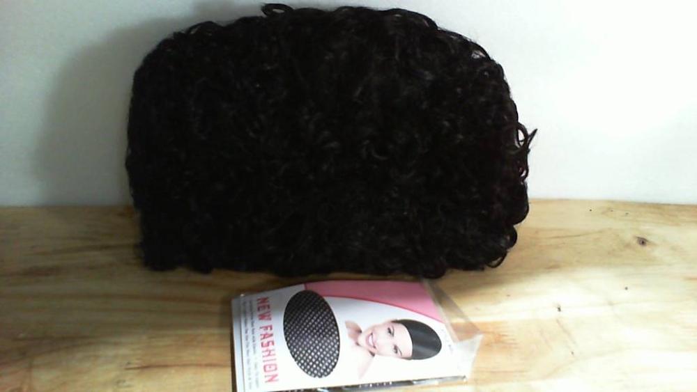 peluca de cabello sintético rizado afro con malla de nylon.
